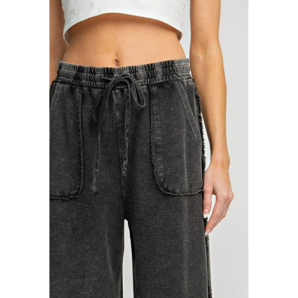 Easel Let's Chill Comfy Wide Leg Pants in Black EB40797 - Picture 3 of 5